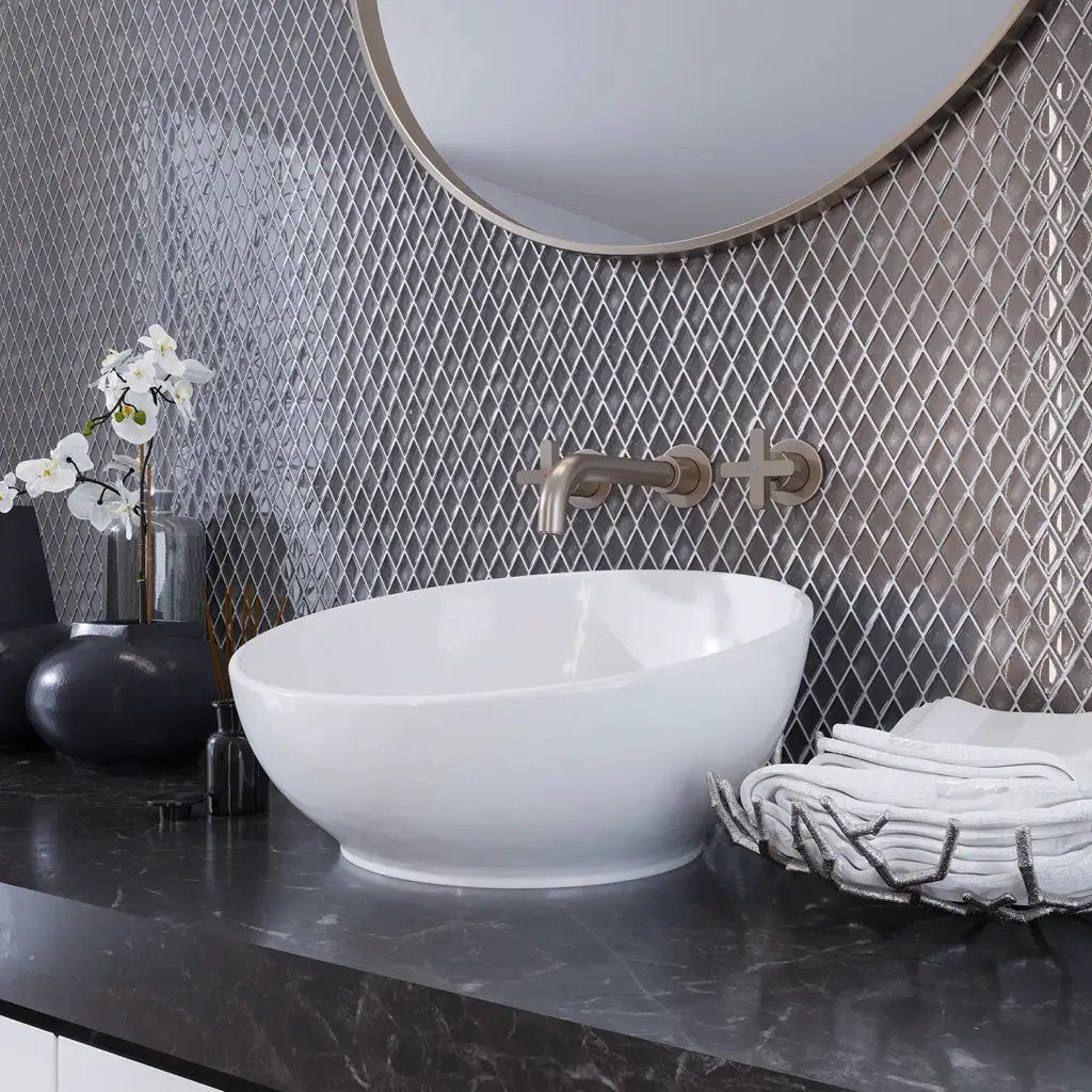 Silver 11x11 Glossy Diamond Glass Mosaic Tile (10 pack, 8.55 sq ft/case) by Apollo Tile