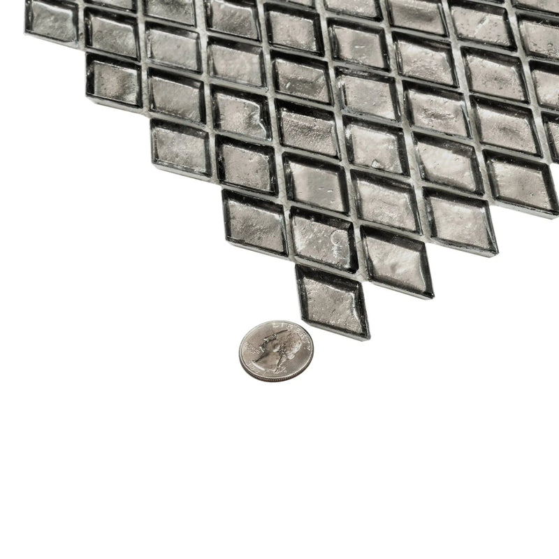 Gray 11x11 Glossy Diamond Glass Mosaic Tile (10 pack, 8.55 sq ft/case) by Apollo Tile
