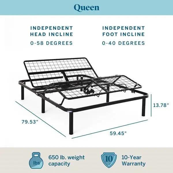 Queen Size Electric Head Foot Adjustable Bed Base with Remote by HomePacific