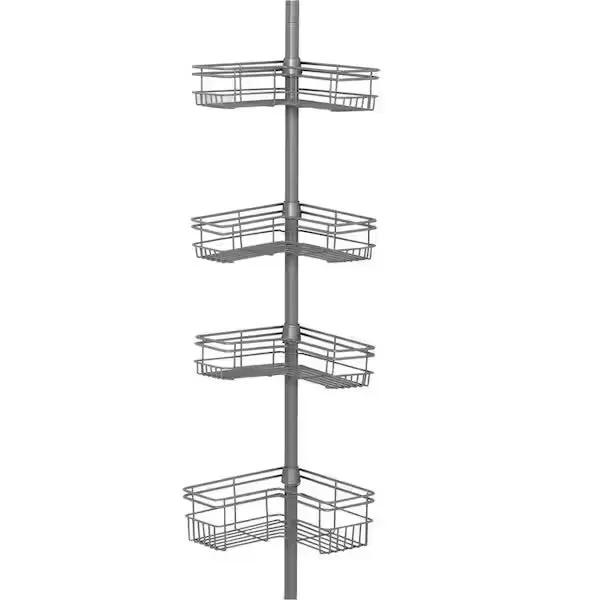 Open Box Glacier Bay Tension Pole Corner Shower Caddy in Satin Nickel by Selzalot