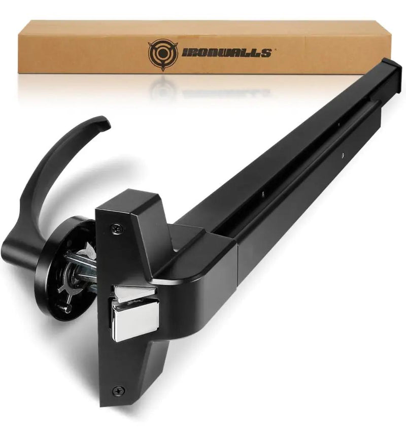 IRONWALLS Door Push Bar Panic Exit Device Aluminum with Handle Lever, Black 32" Commercial Push Panic Bars for Emergency Exit Doors, Heavy Duty Panic by Selzalot