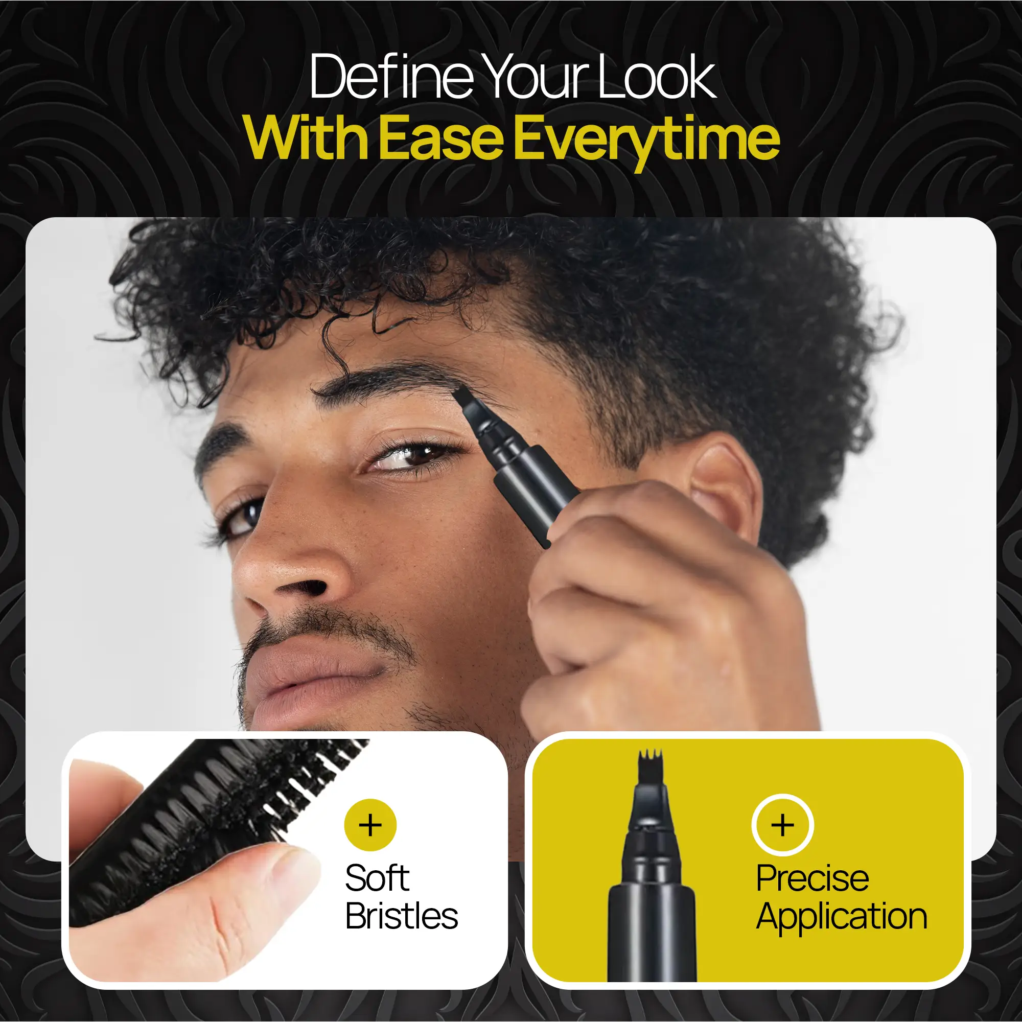 Beard Filler Pen and Beard Shaper for Men Beard Lineup Tool for Grooming Beard Guide Shape kit Black Waterproof Pen with Brush Barber Styling Pencil Beard Grooming Kit Barber Accessories by Selzalot