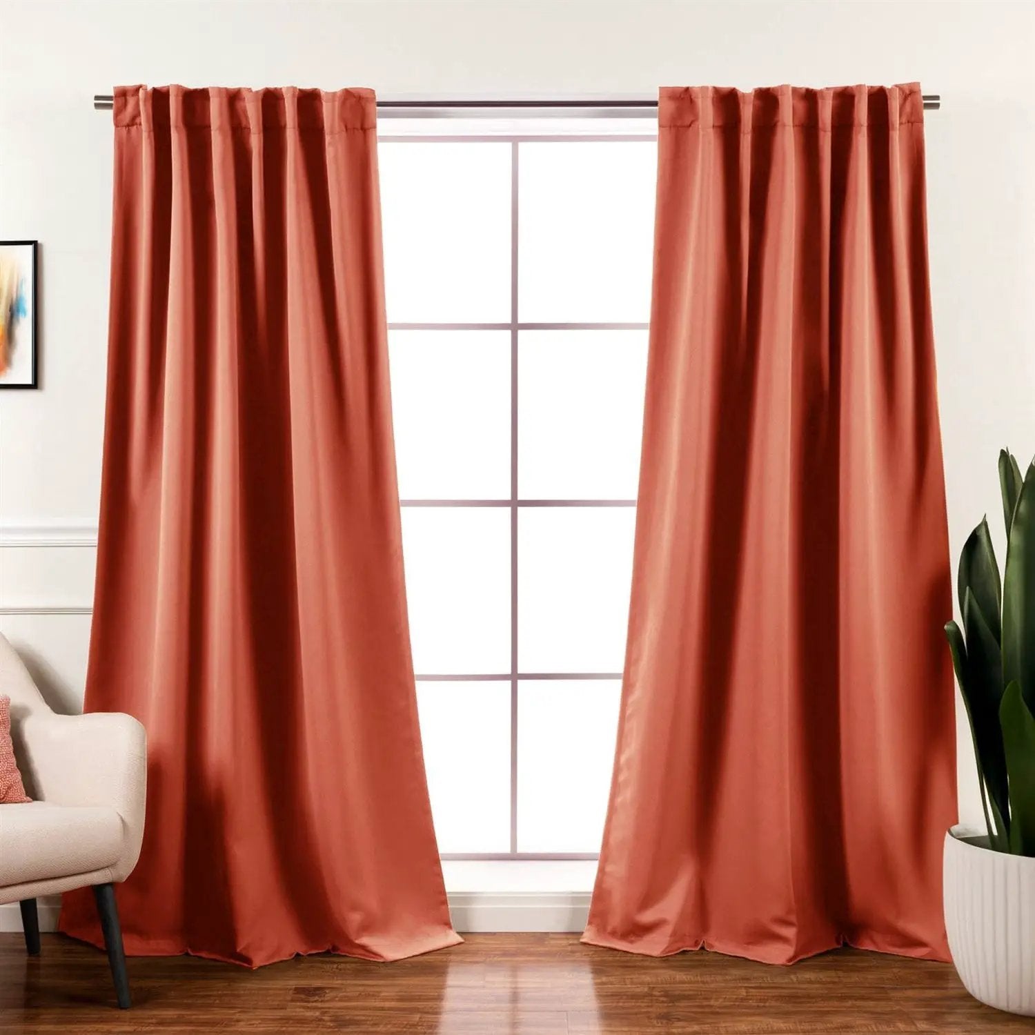 52 x 84 inch Solid Orange Apricot Thermal Blackout Curtain Panels - Set of 2 by HomePacific