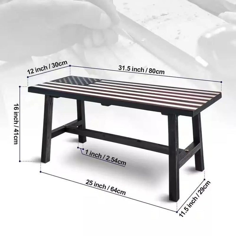 Outdoor Patio Backyard Garden Bench with American Flag Design by HomePacific