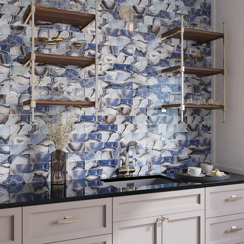 Sea Blue 3x12 Glossy Glass Subway Tile (20 pack, 5 sq ft/case) by Apollo Tile