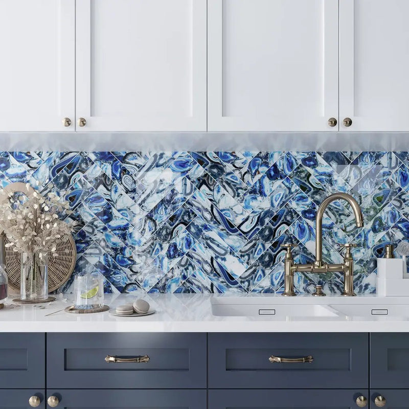 Blue 3x12 Glossy Glass Subway Tile (20 pack, 5 sq ft/case) by Apollo Tile