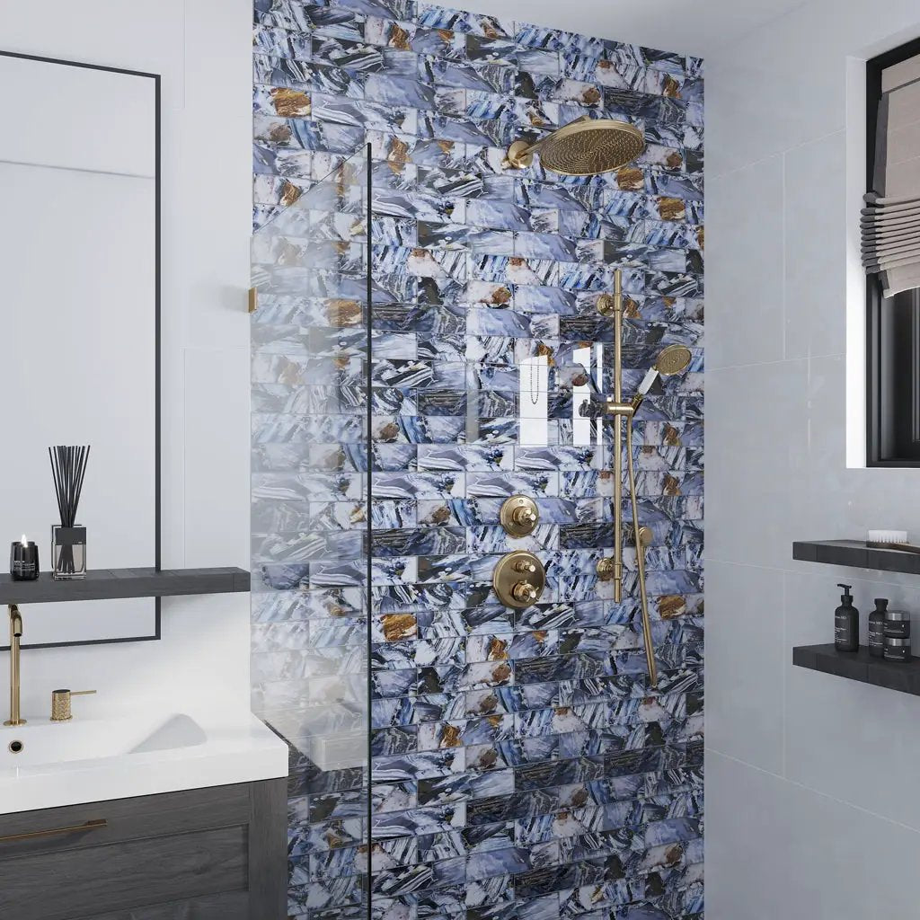 Brown Blue 3x12 Glossy Glass Subway Tile (20 pack, 5 sq ft/case) by Apollo Tile