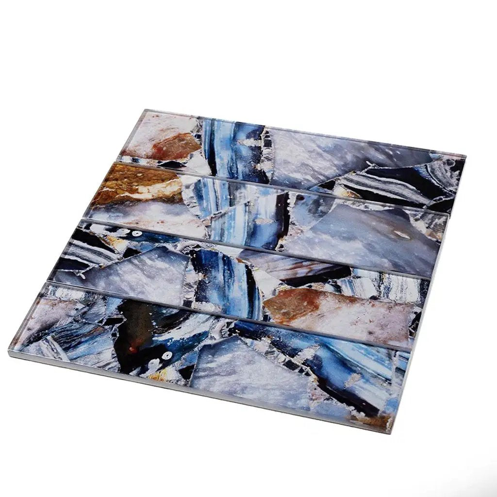 Brown Blue 3x12 Glossy Glass Subway Tile (20 pack, 5 sq ft/case) by Apollo Tile