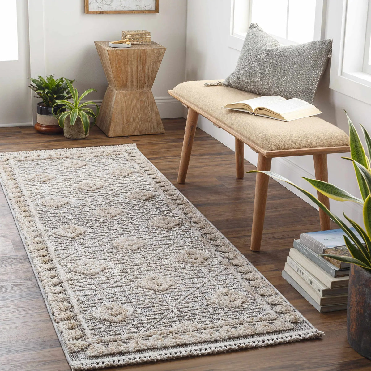 Agoo High-Low Pile Rustic Rug, installed in a room 3