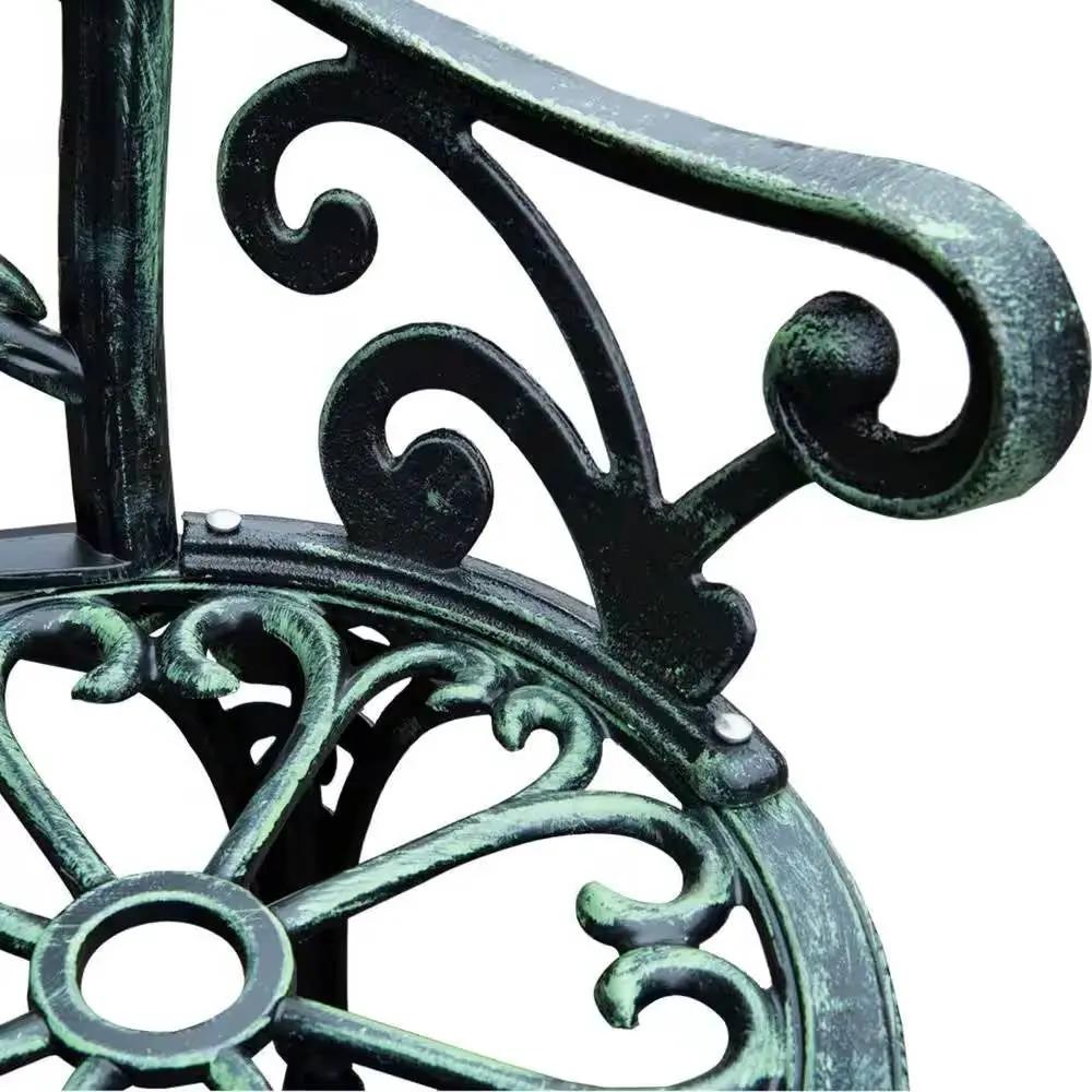 Outdoor Patio 40-inch Garden Bench with Backrest in Antique Green Metal Finish by HomePacific