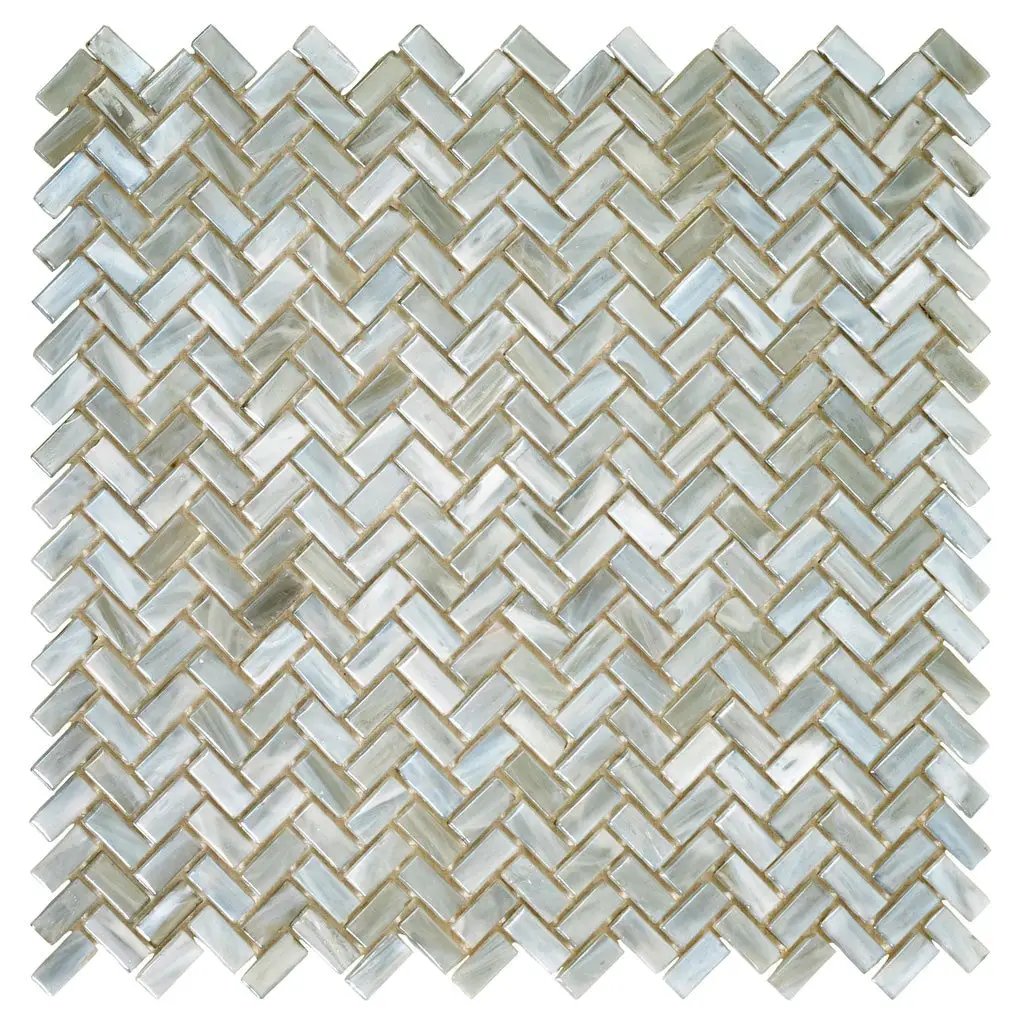 Beige 12x12 Glossy Herringbone Glass Mosaic Tile (10 pack, 9.75 sq ft/case) by Apollo Tile