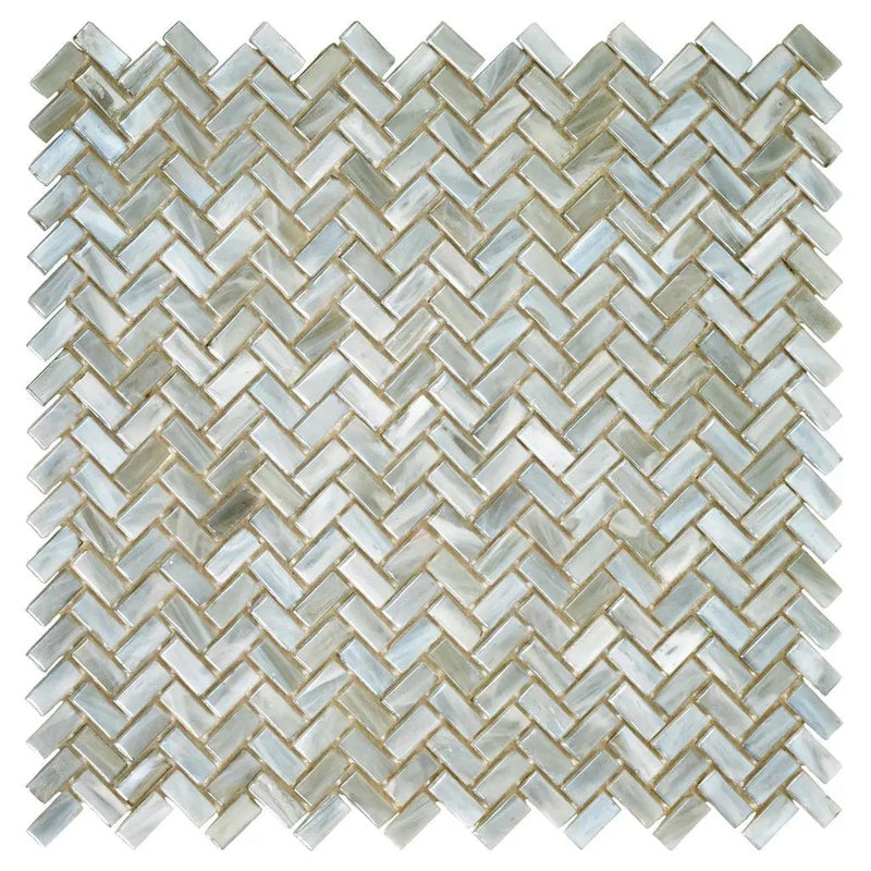 Beige 12x12 Glossy Herringbone Glass Mosaic Tile (10 pack, 9.75 sq ft/case) by Apollo Tile