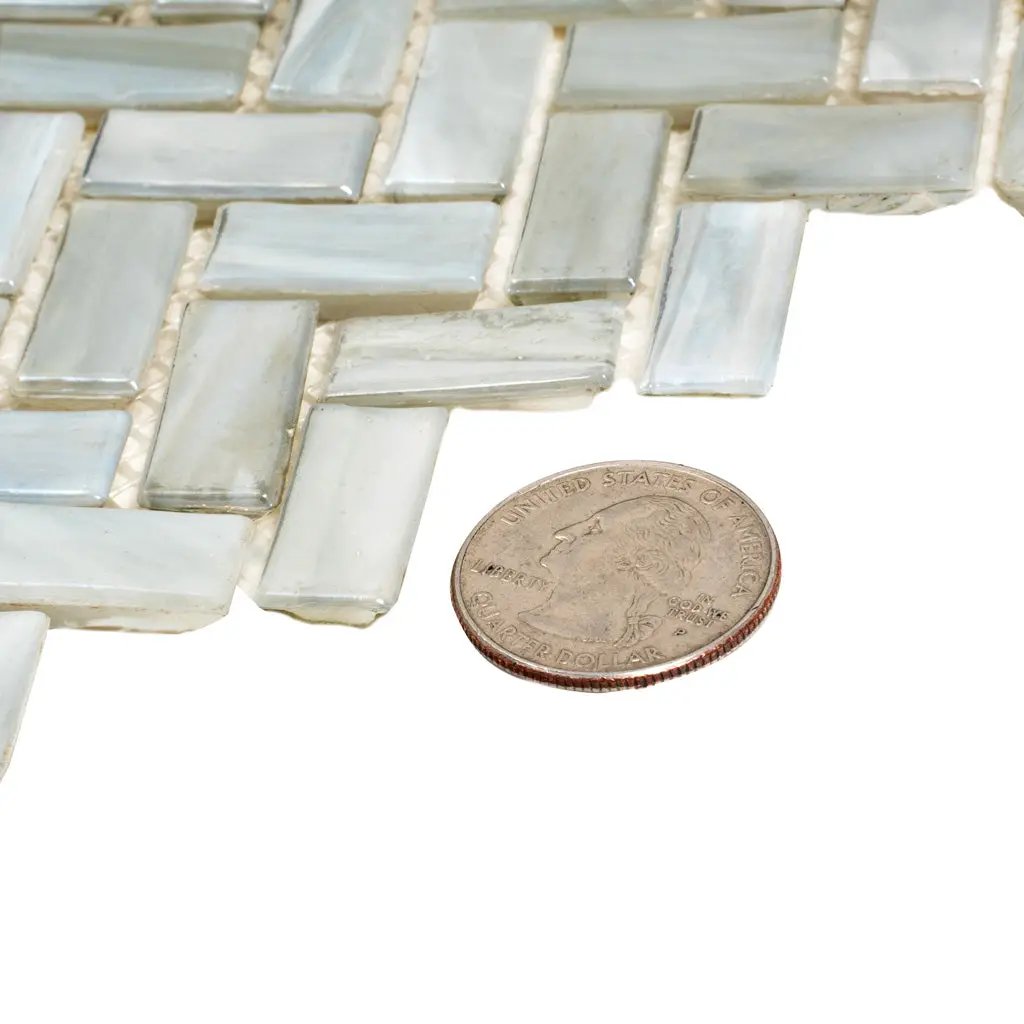 Beige 12x12 Glossy Herringbone Glass Mosaic Tile (10 pack, 9.75 sq ft/case) by Apollo Tile