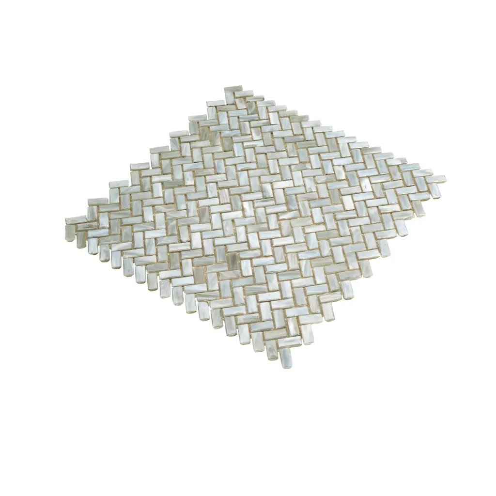 Beige 12x12 Glossy Herringbone Glass Mosaic Tile (10 pack, 9.75 sq ft/case) by Apollo Tile