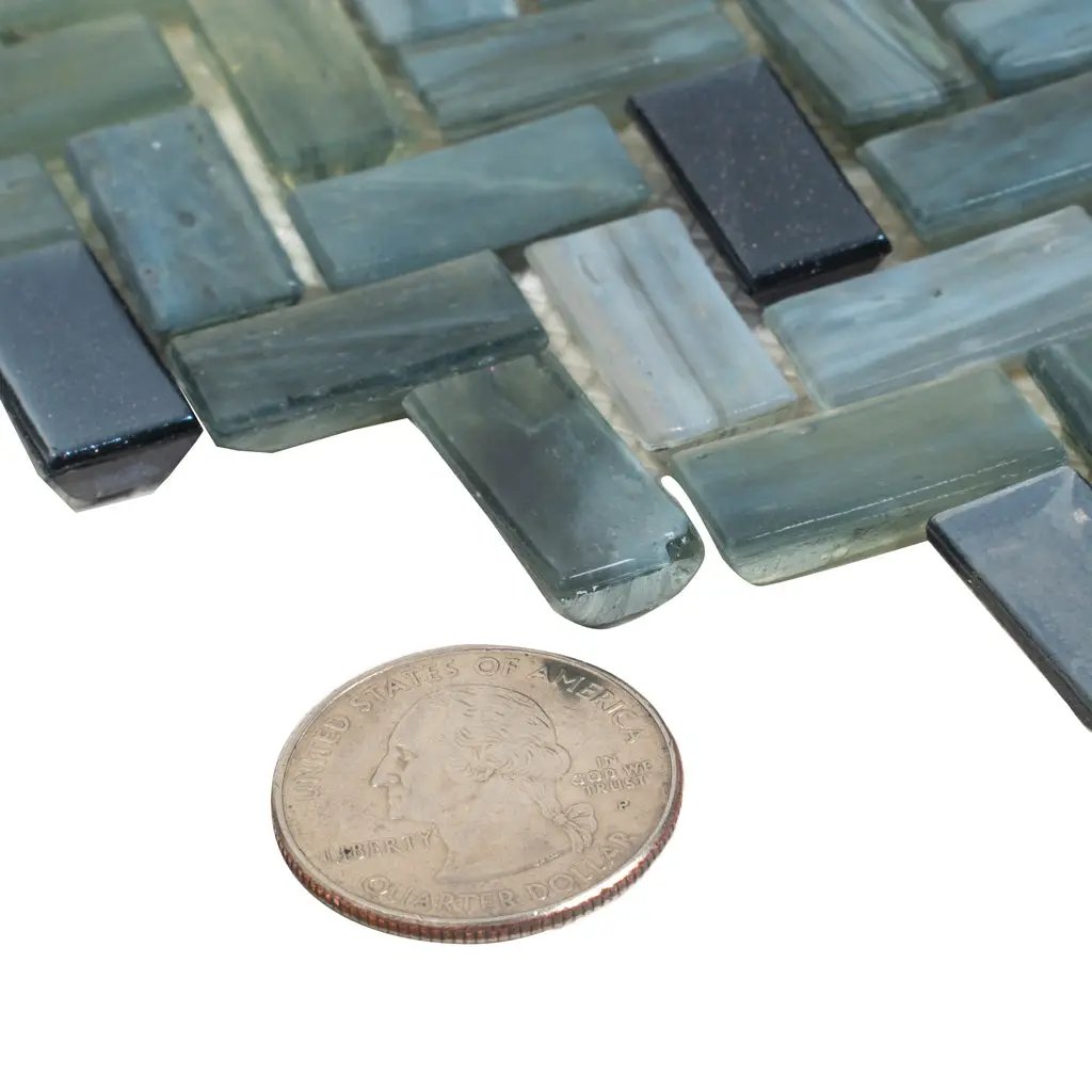 Gray Brown 12x12 Glossy Herringbone Glass Mosaic Tile (10 pack, 9.75 sq ft/case) by Apollo Tile