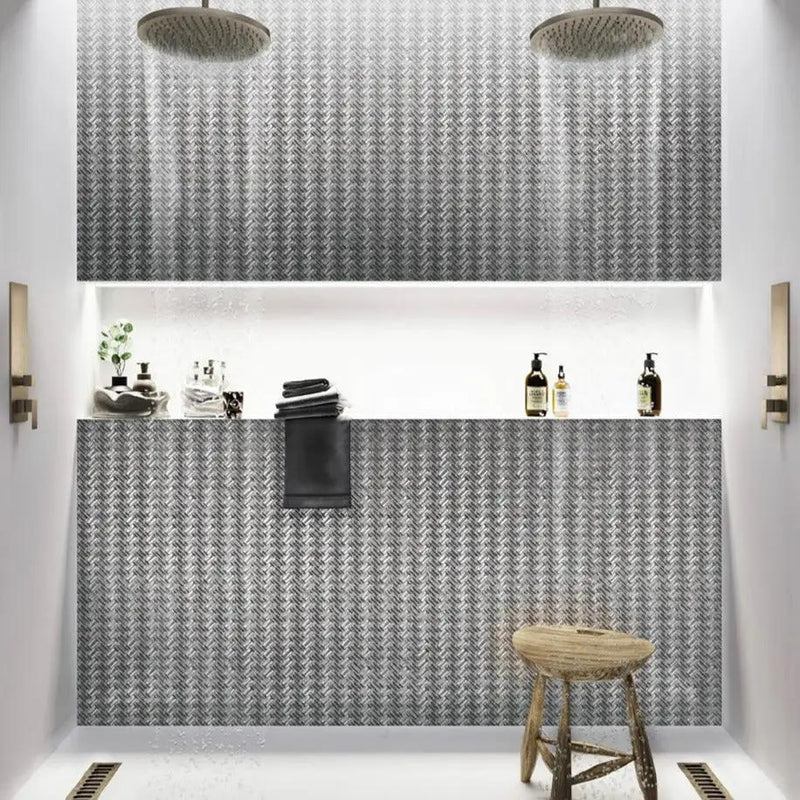Silver 12x12 Glossy Herringbone Glass Mosaic Tile (10 pack, 9.75 sq ft/case) by Apollo Tile