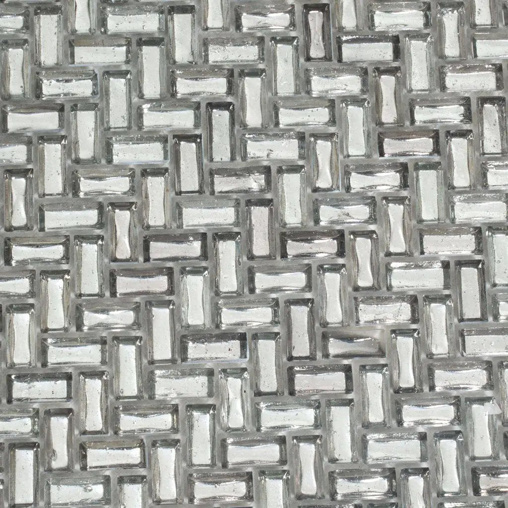 Silver 12x12 Glossy Herringbone Glass Mosaic Tile (10 pack, 9.75 sq ft/case) by Apollo Tile