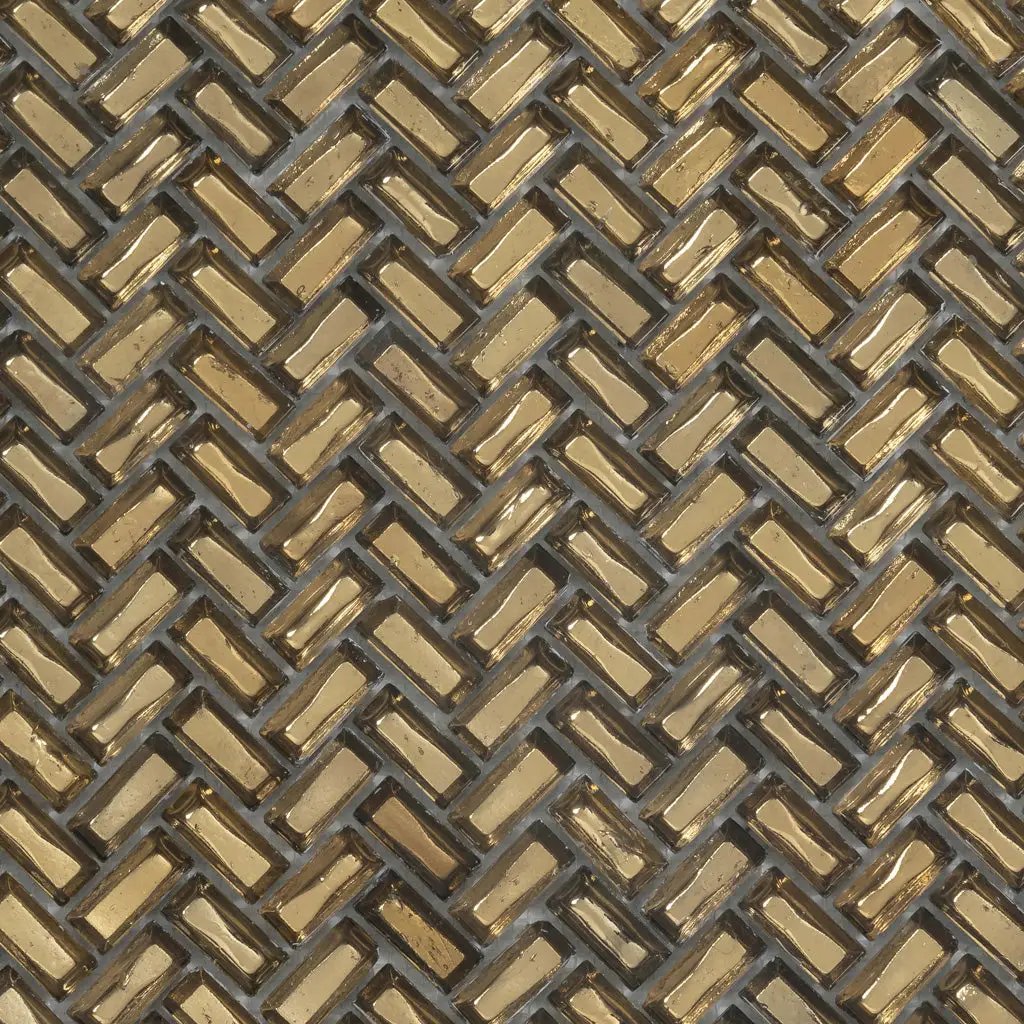 Gold 12x12 Glossy Herringbone Glass Mosaic Tile (10 pack, 9.75 sq ft/case)