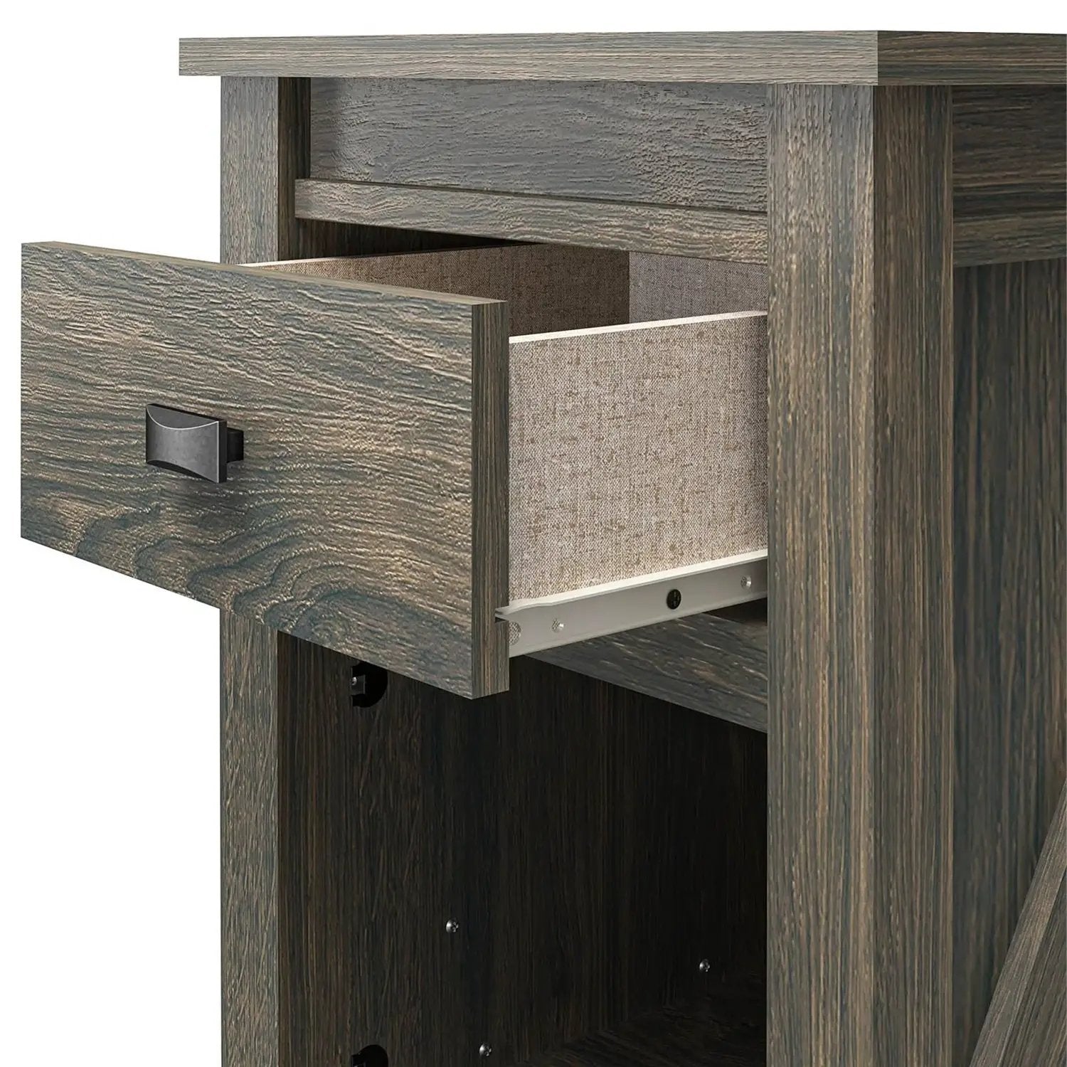 Farmhouse 1-Drawer Bedroom Nightstand with Open Shelf in Rustic Grey Oak by HomePacific