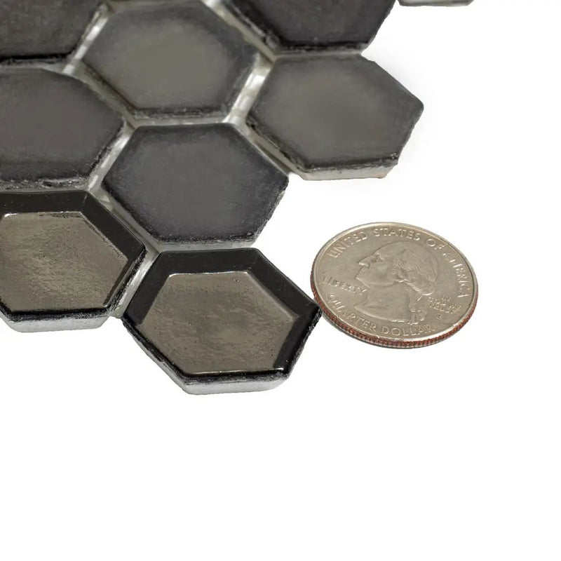 Gray 11x11 Glossy Matte Hexagon Glass Mosaic Tile (10 pack, 8.63 sq ft/case) by Apollo Tile