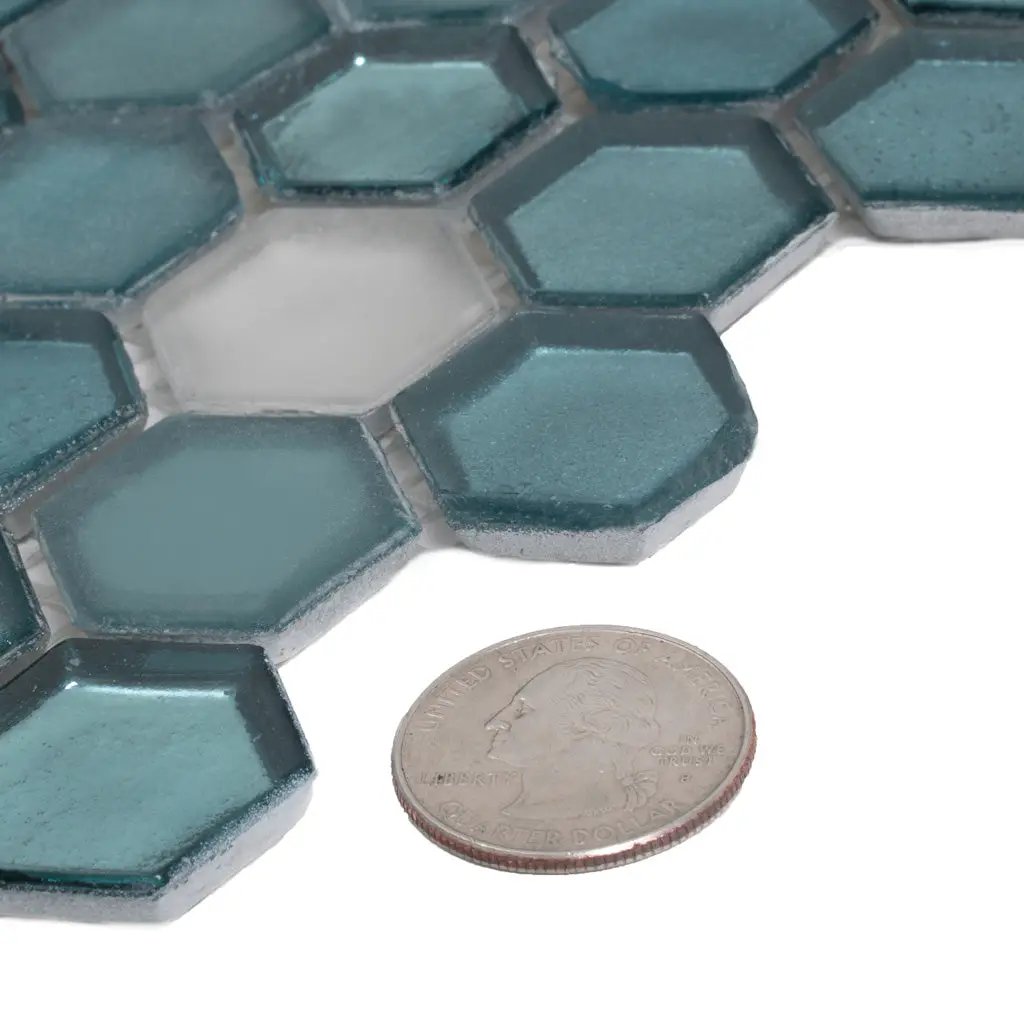 Blue 11x11 Glossy Matte Hexagon Glass Mosaic Tile (10 pack, 8.63 sq ft/case) by Apollo Tile