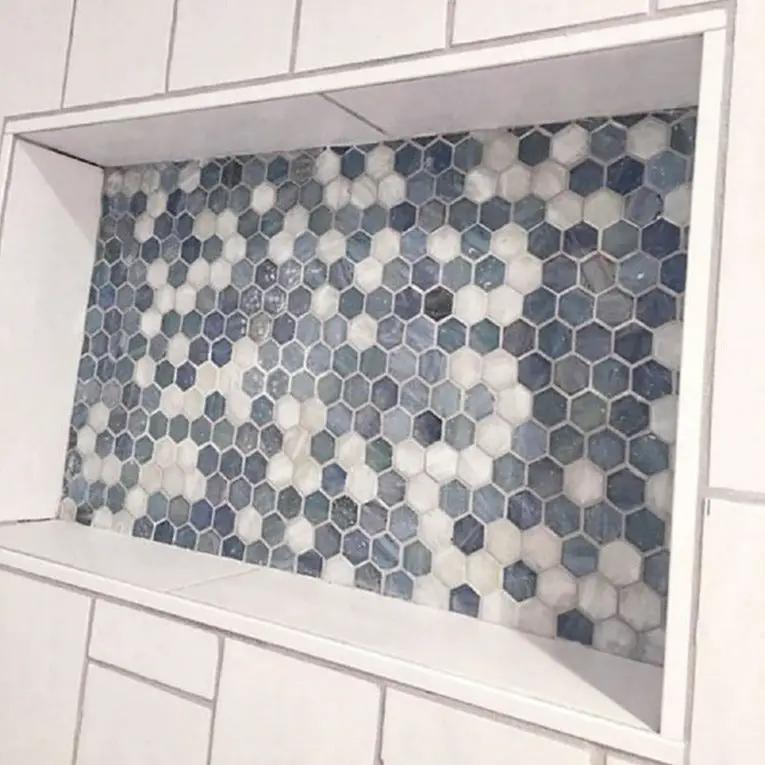 Light Blue 11x11 Glossy Hexagon Glass Mosaic Tile (10 pack, 8.63 sq ft/case) by Apollo Tile
