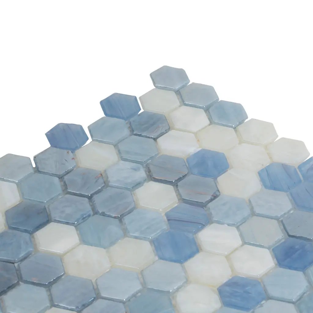 Light Blue 11x11 Glossy Hexagon Glass Mosaic Tile (10 pack, 8.63 sq ft/case) by Apollo Tile
