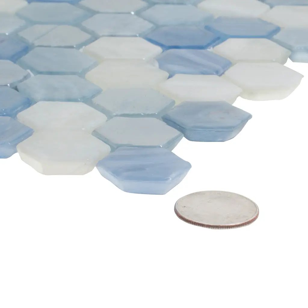 Light Blue 11x11 Glossy Hexagon Glass Mosaic Tile (10 pack, 8.63 sq ft/case) by Apollo Tile