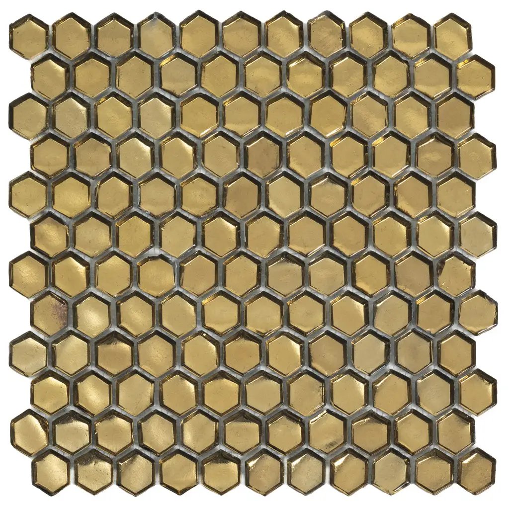 Gold 11x11 Glossy Hexagon Glass Mosaic Tile (10 pack, 8.63 sq ft/case) by Apollo Tile