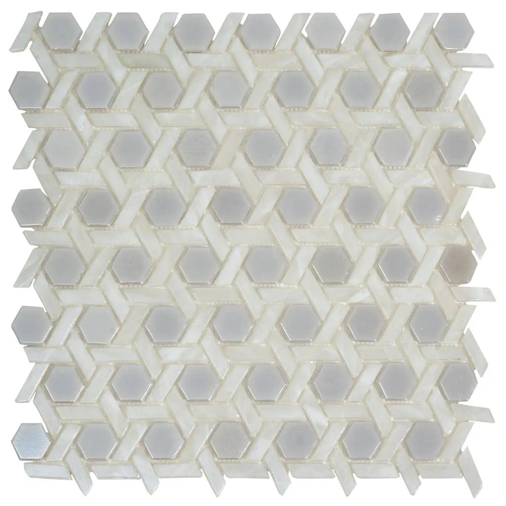 Cotton White 12x12 Glossy Hexagon Glass Mosaic Tile (10 pack, 9.67 sq ft/case) by Apollo Tile