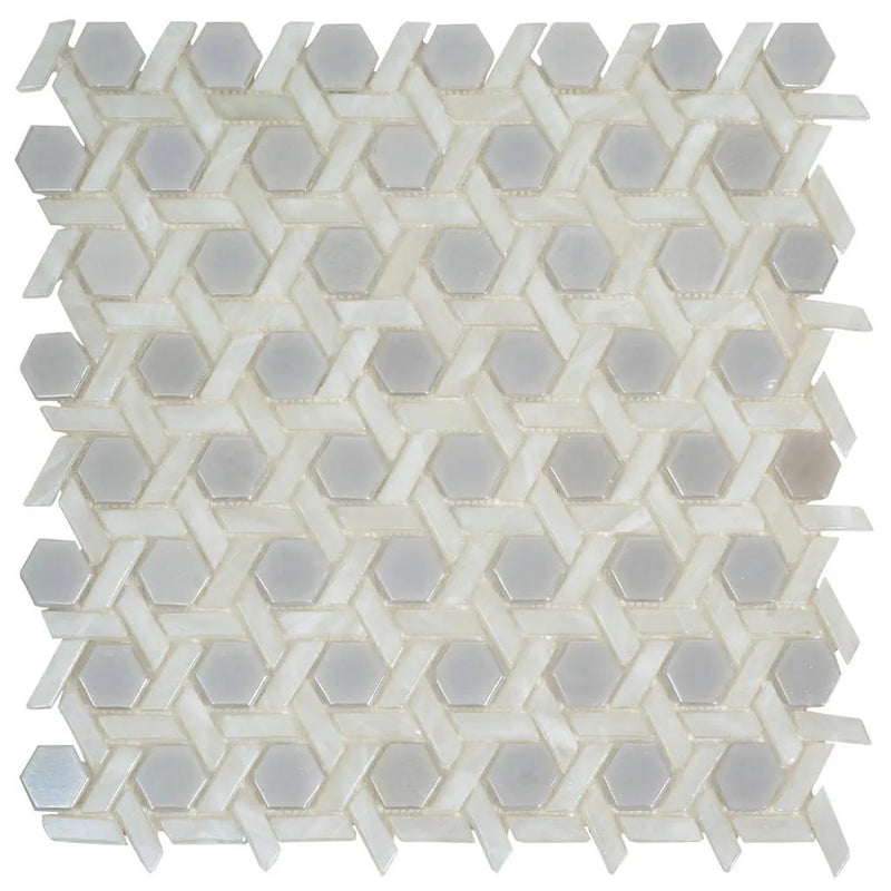 Cotton White 12x12 Glossy Hexagon Glass Mosaic Tile (10 pack, 9.67 sq ft/case) by Apollo Tile