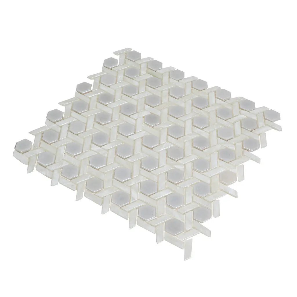 Cotton White 12x12 Glossy Hexagon Glass Mosaic Tile (10 pack, 9.67 sq ft/case) by Apollo Tile