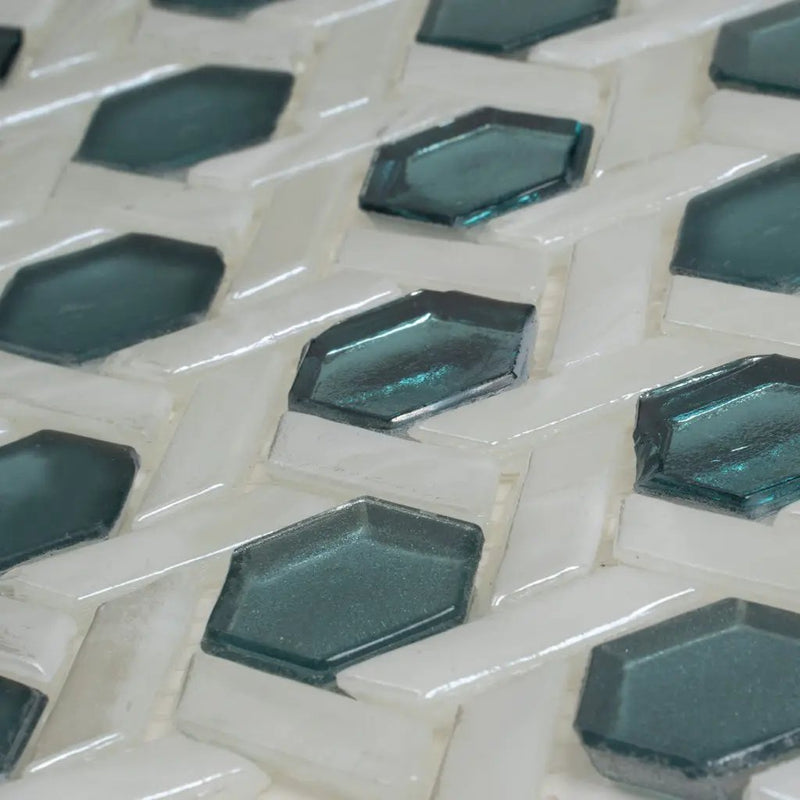 Teal Green 12x12 Glossy Hexagon Glass Mosaic Tile (10 pack, 9.67 sq ft/case) by Apollo Tile