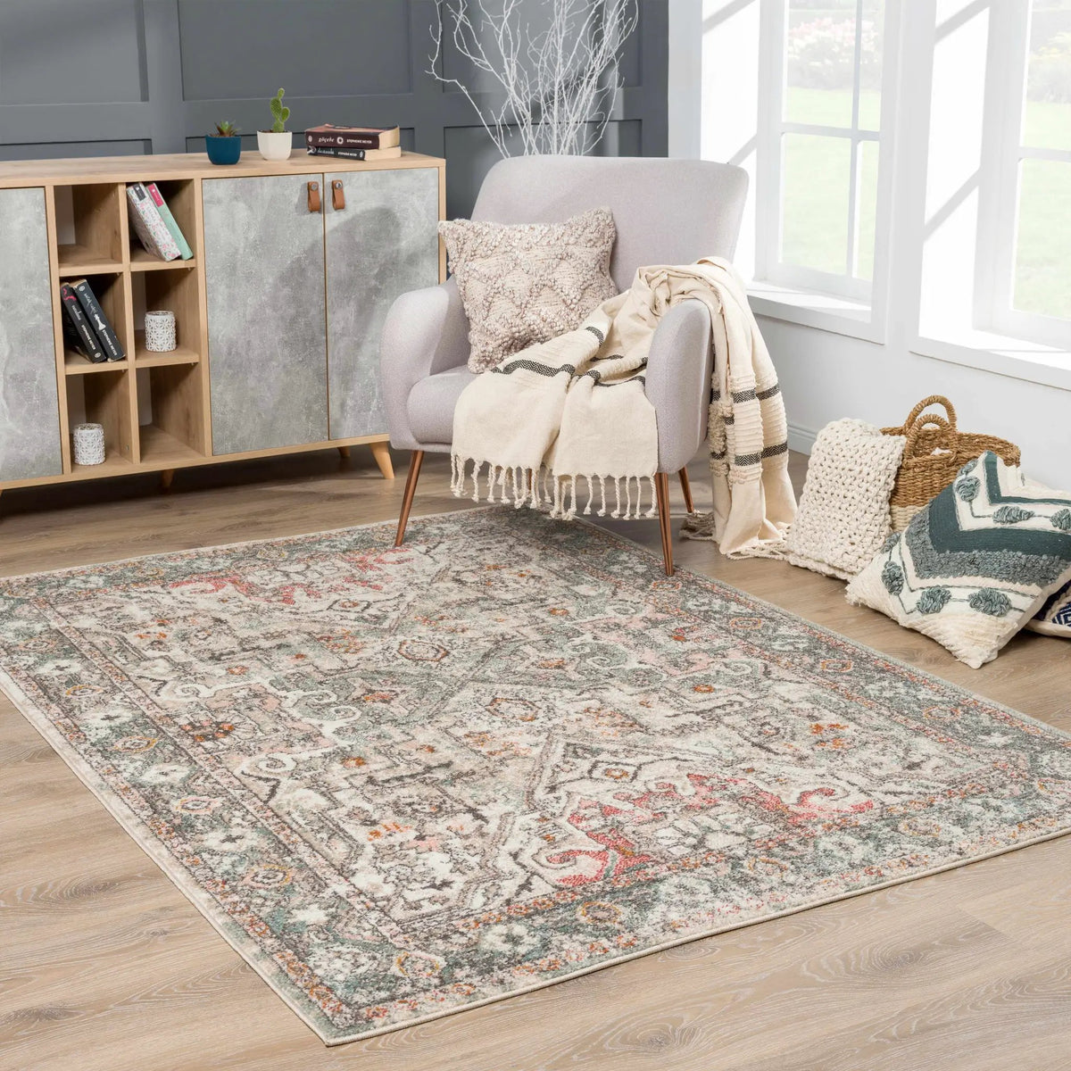 Bolinas Area Rug, installed in a room