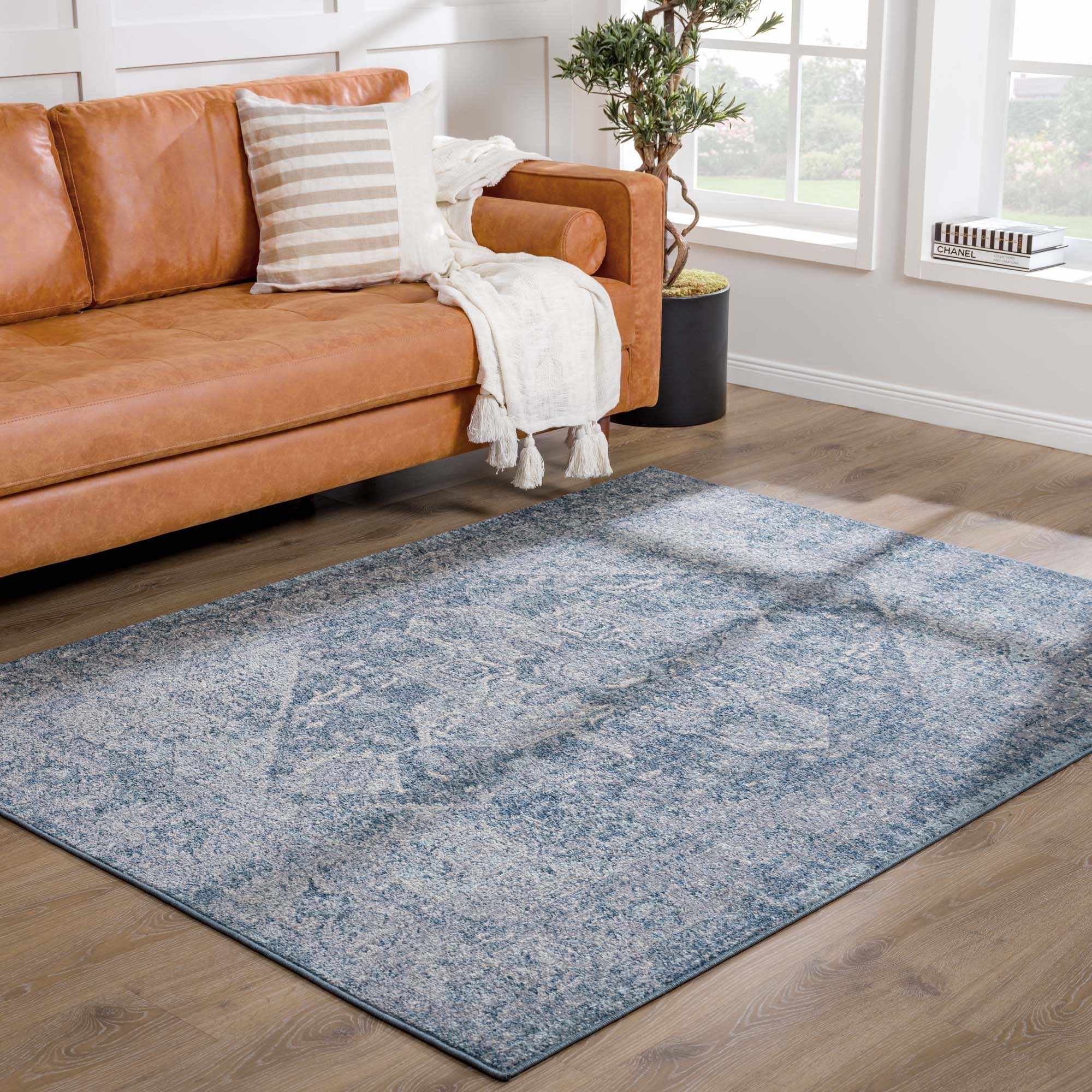 Peeta Blue Medallion Area Rug by Hauteloom