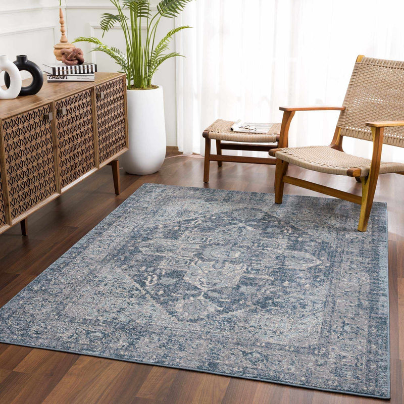 Peeta Blue Medallion Area Rug by Hauteloom