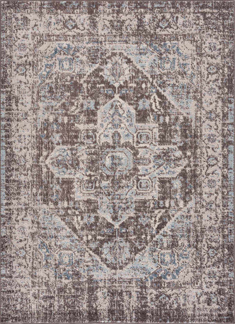Peeta Dark Brown Medallion Area Rug by Hauteloom