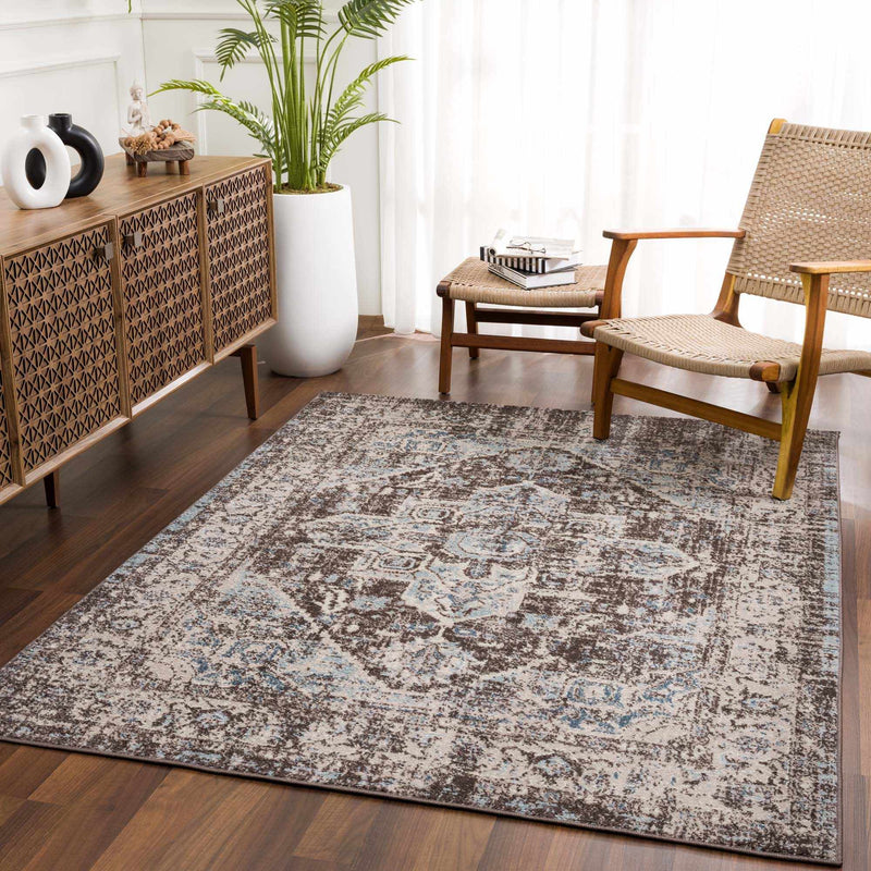 Peeta Dark Brown Medallion Area Rug - Clearance by Boutique Rugs