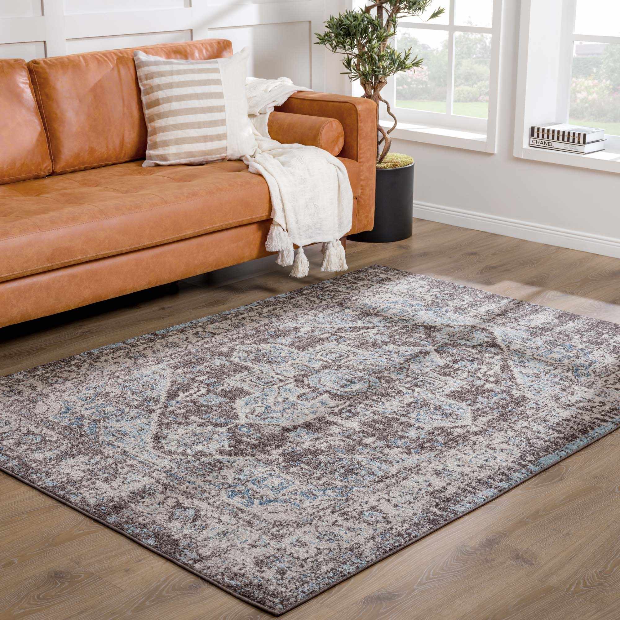 Peeta Dark Brown Medallion Area Rug - Clearance by Boutique Rugs