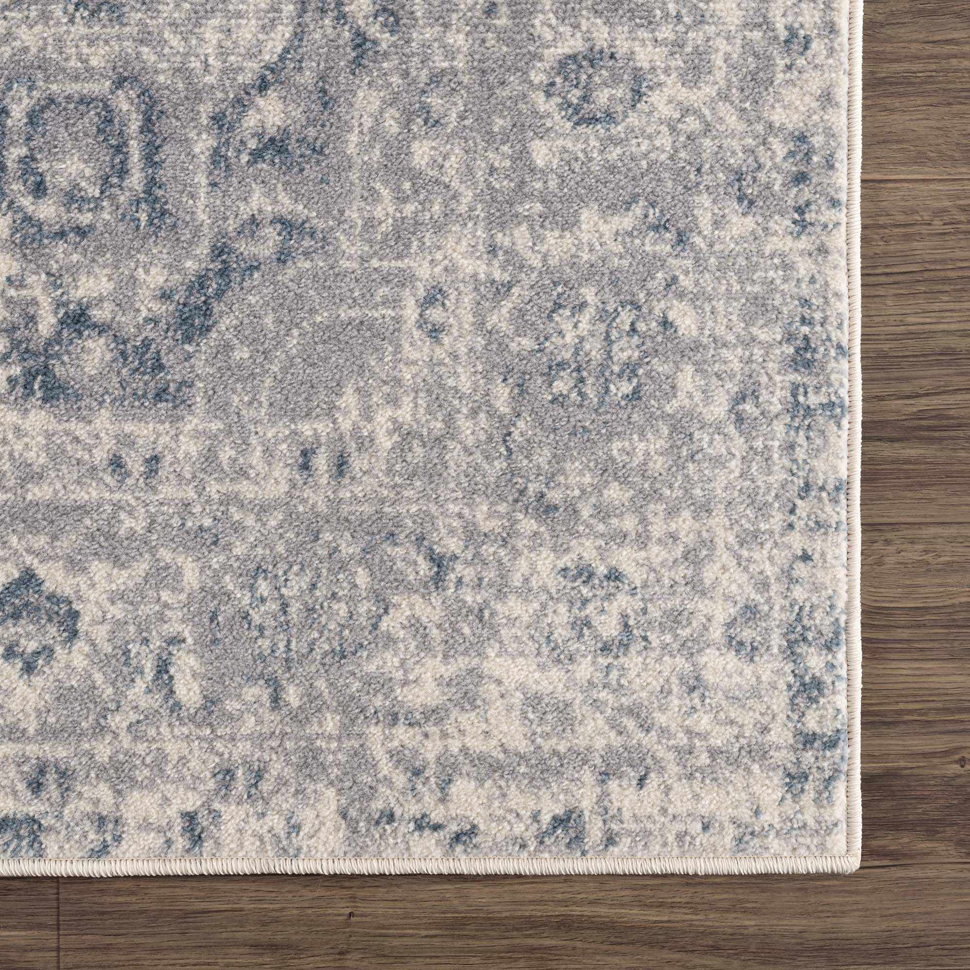 Peeta Gray Blue Medallion Area Rug by Hauteloom
