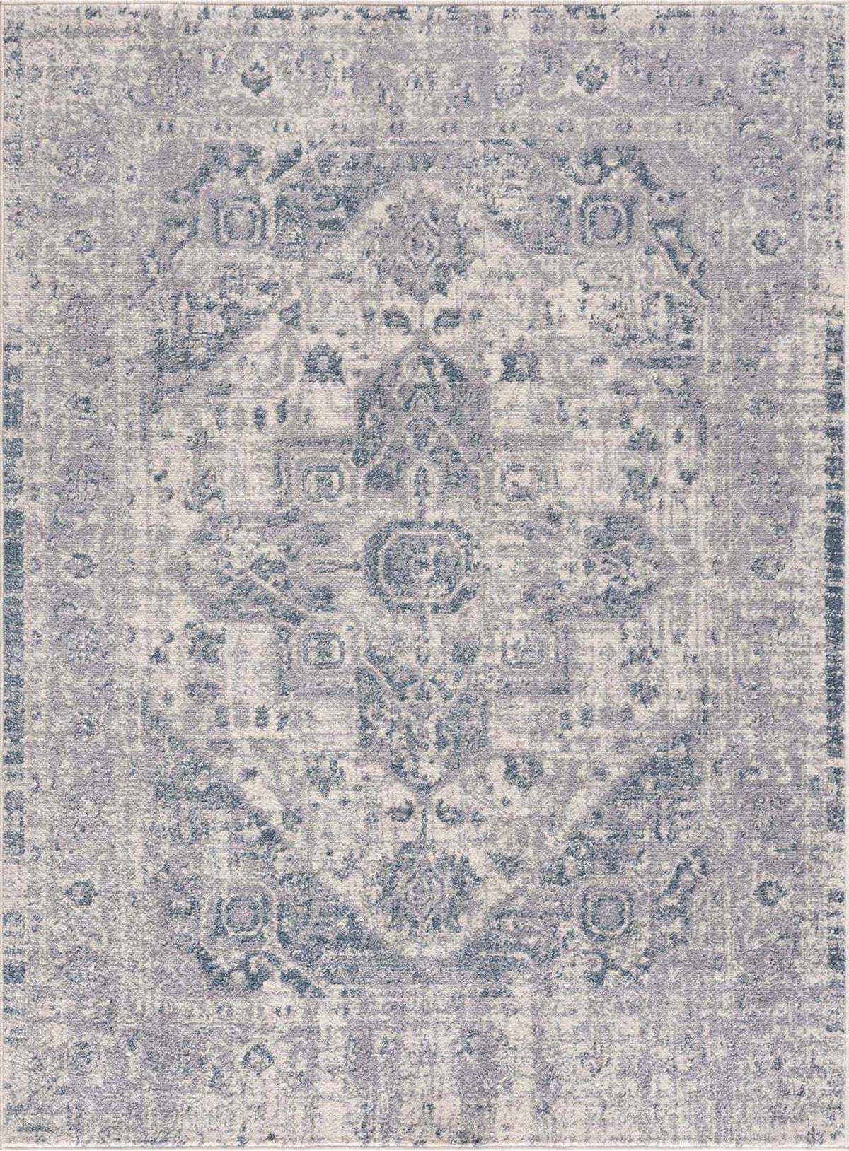 Peeta Gray Blue Medallion Area Rug, photo 3 of 10
