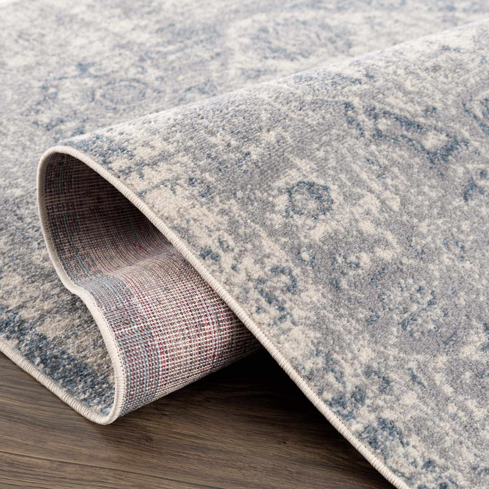 Peeta Gray Blue Medallion Area Rug by Hauteloom