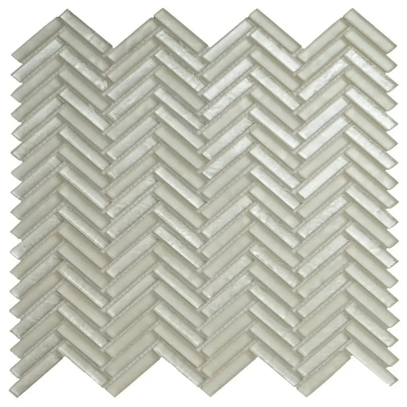 White 12x12 Glossy Matte Herringbone Glass Mosaic Tile (5 pack, 4.83 sq ft/case) by Apollo Tile