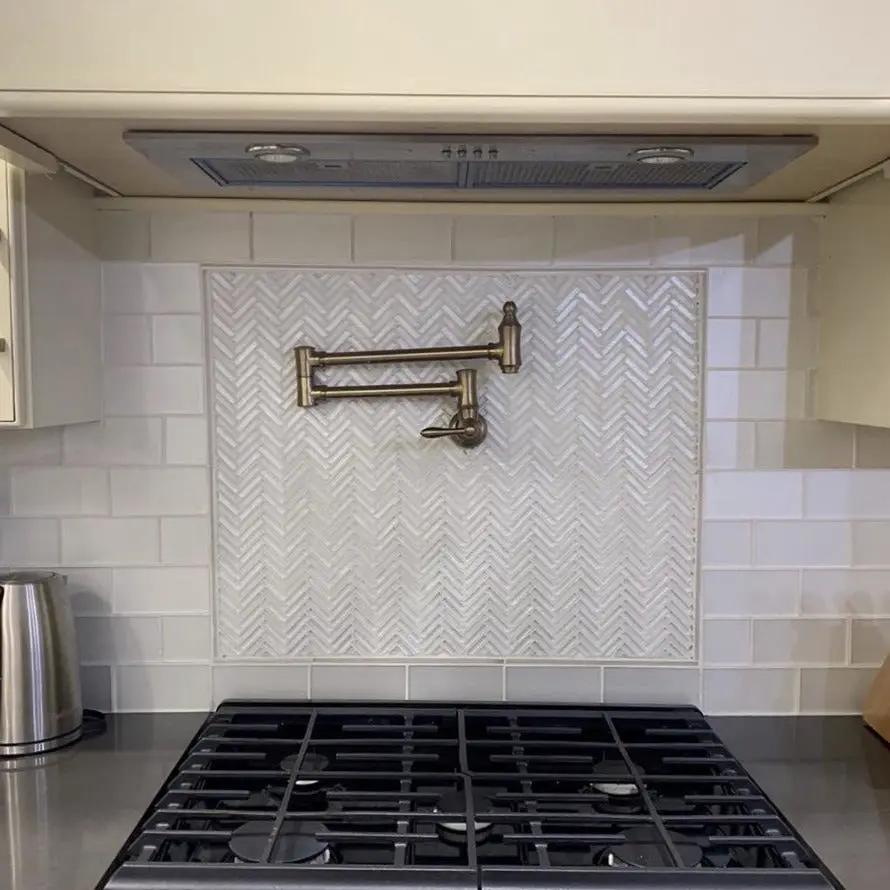 White 12x12 Glossy Matte Herringbone Glass Mosaic Tile (5 pack, 4.83 sq ft/case)