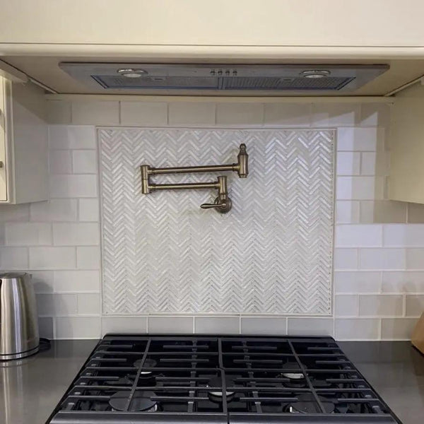 White 12x12 Glossy Matte Herringbone Glass Mosaic Tile (5 pack, 4.83 sq ft/case)