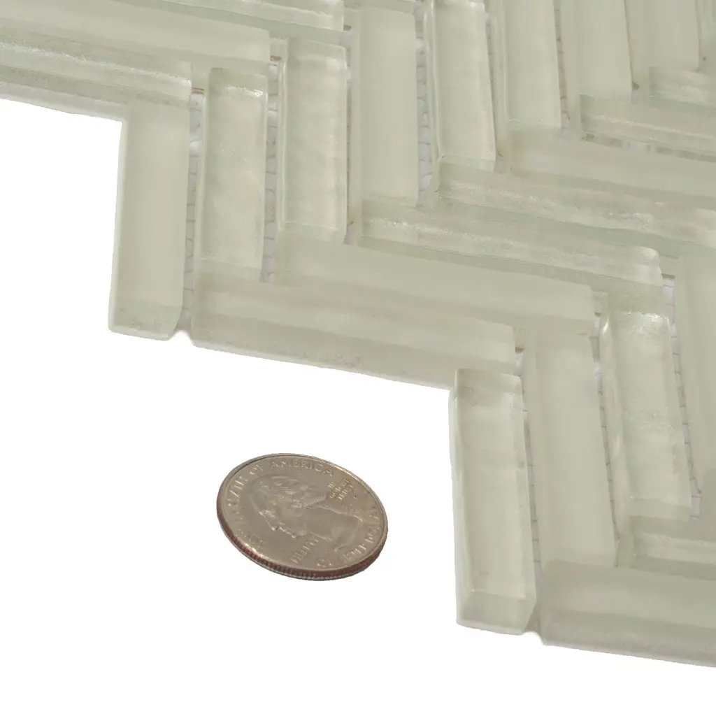 White 12x12 Glossy Matte Herringbone Glass Mosaic Tile (5 pack, 4.83 sq ft/case)