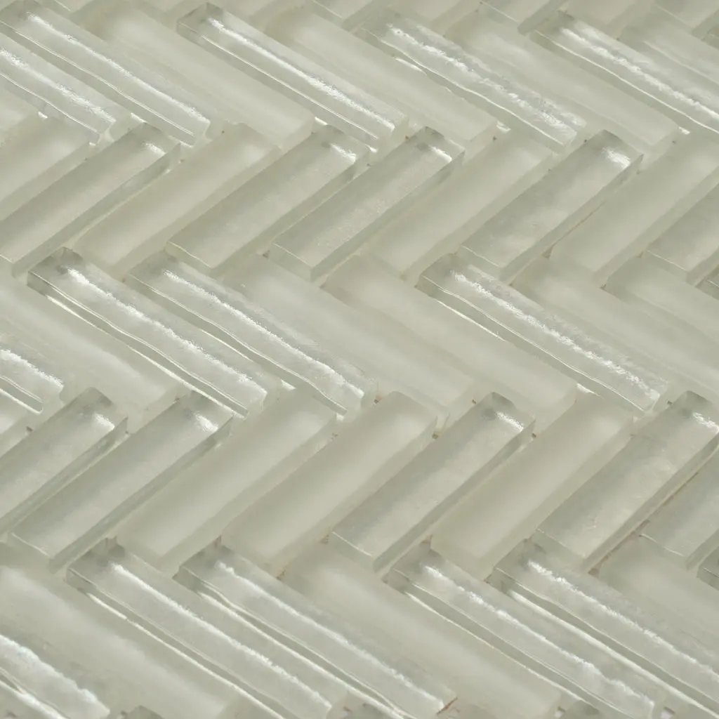 White 12x12 Glossy Matte Herringbone Glass Mosaic Tile (5 pack, 4.83 sq ft/case)