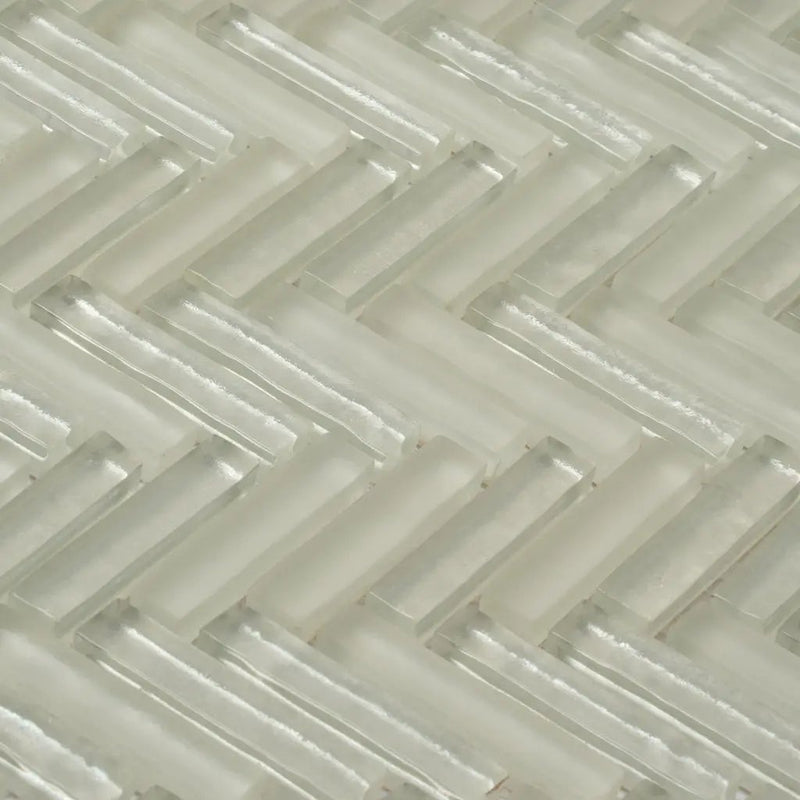White 12x12 Glossy Matte Herringbone Glass Mosaic Tile (5 pack, 4.83 sq ft/case)