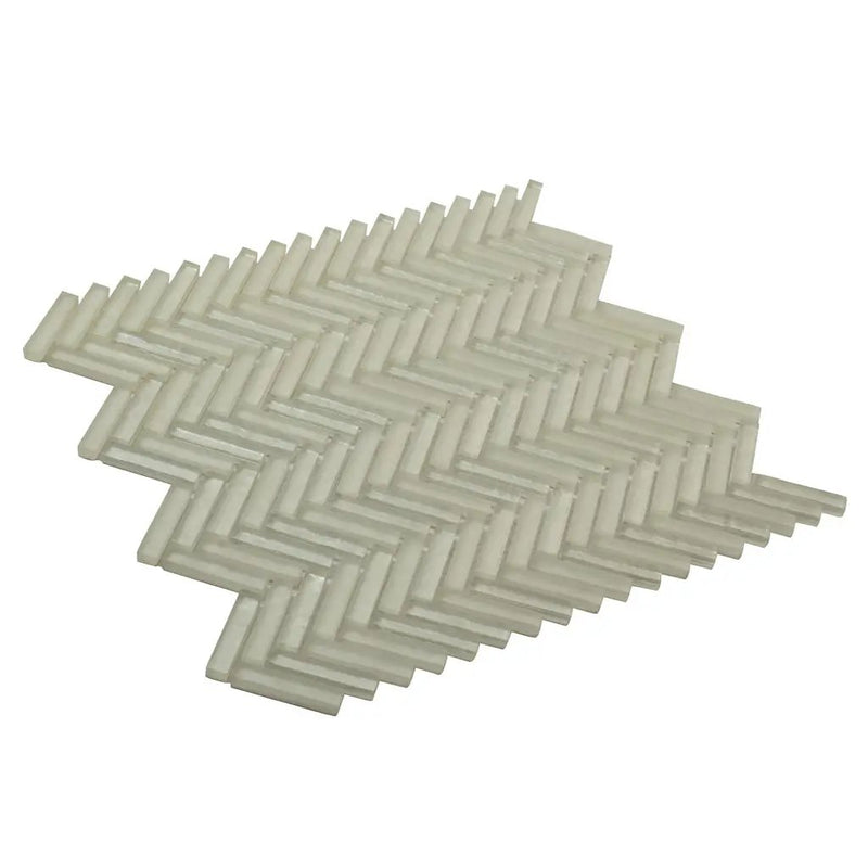 White 12x12 Glossy Matte Herringbone Glass Mosaic Tile (5 pack, 4.83 sq ft/case)