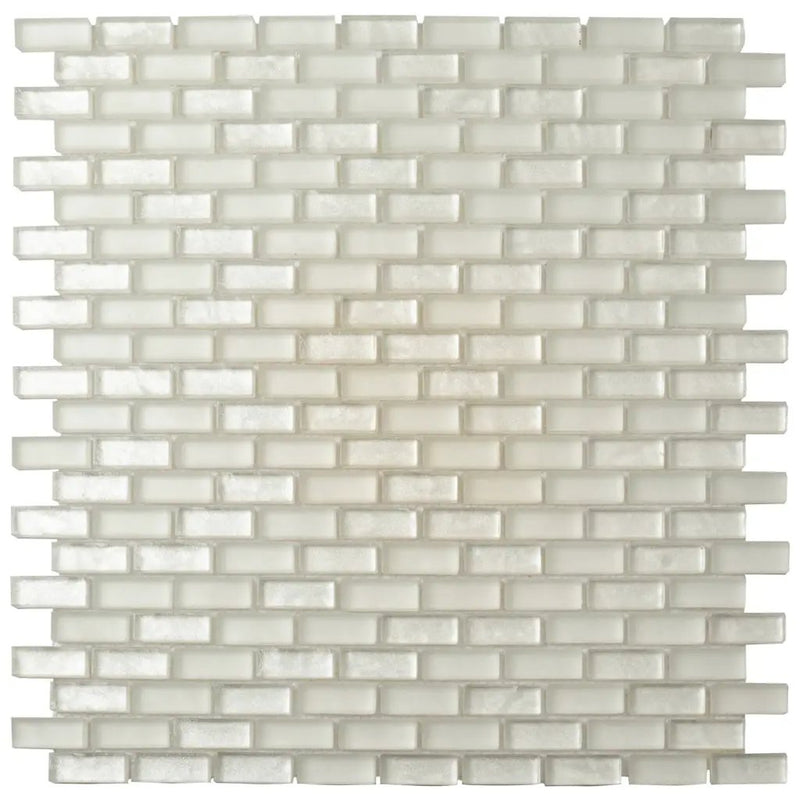 Pearl Beige 11x11 Glossy Matte Brick Glass Mosaic Tile (5 pack, 4.83 sq ft/case) by Apollo Tile